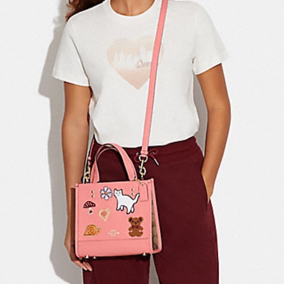 ** SOLD -COACH PINK DEMPSEY TOTE 22 W/Creature Patches - Candy Pink Multi --NWT! - Picture 4 of 9